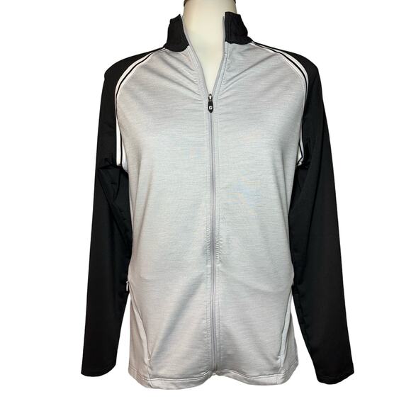 FootJoy Jacket Golf Women’s Size Small Black Gray Long Sleeve Zip Up Stretch - Picture 1 of 9